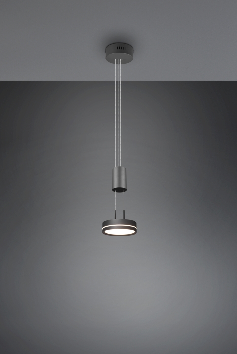 Trio LED-Pendelleuchte FRANKLIN in anthrazit, Schirm Aluminium anthrazit