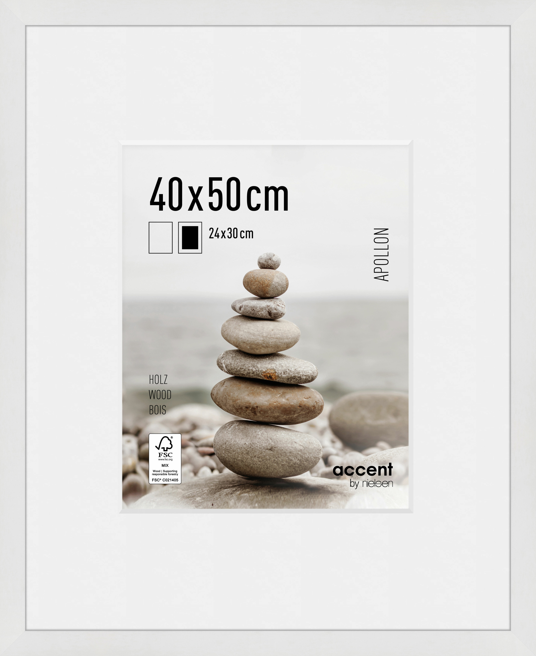 Accent by Nielsen Holz Bilderrahmen Apollon ca. 40x50cm in Farbe White