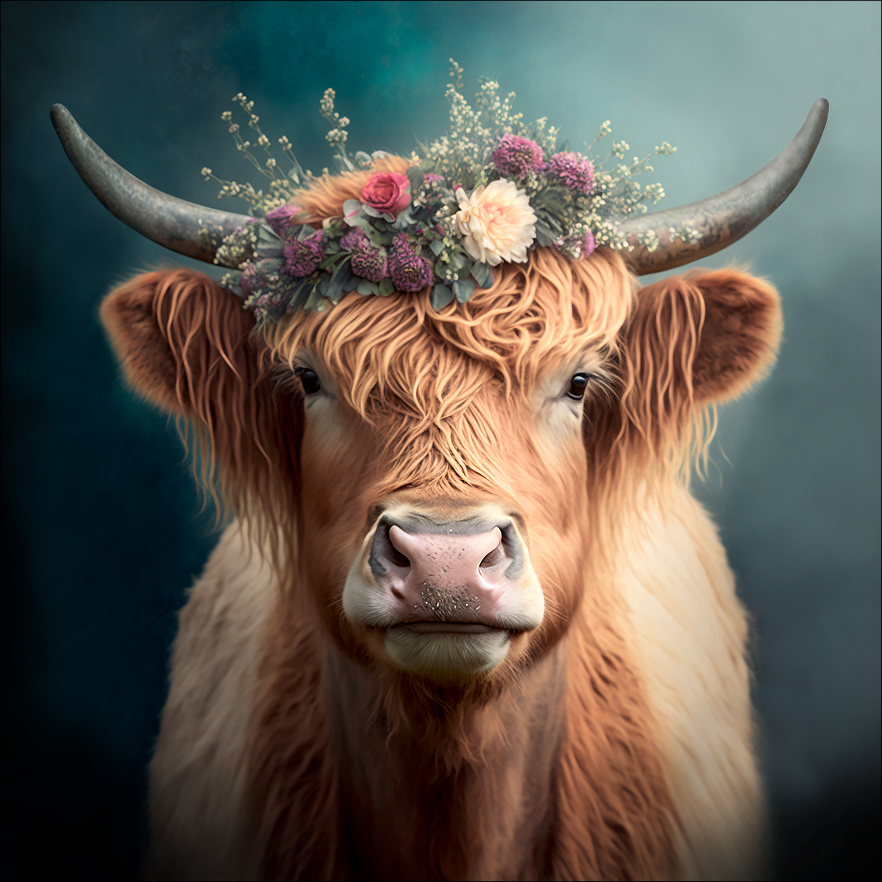 PRO ART Canvas-Art Junges Wohnen 30x30cm Flower Highland Cattle