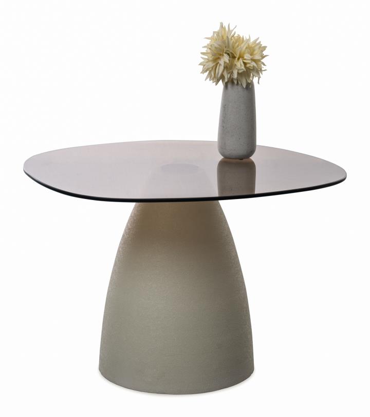 Couchtisch FILO in Platte Sicherheitsglas braun, tisch, seitentisch, beton, vasen, runder tischoberfläche