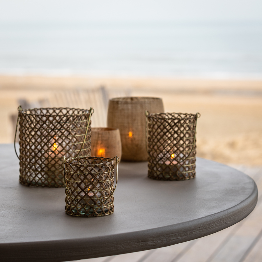 Teelicht in Rattan naturell