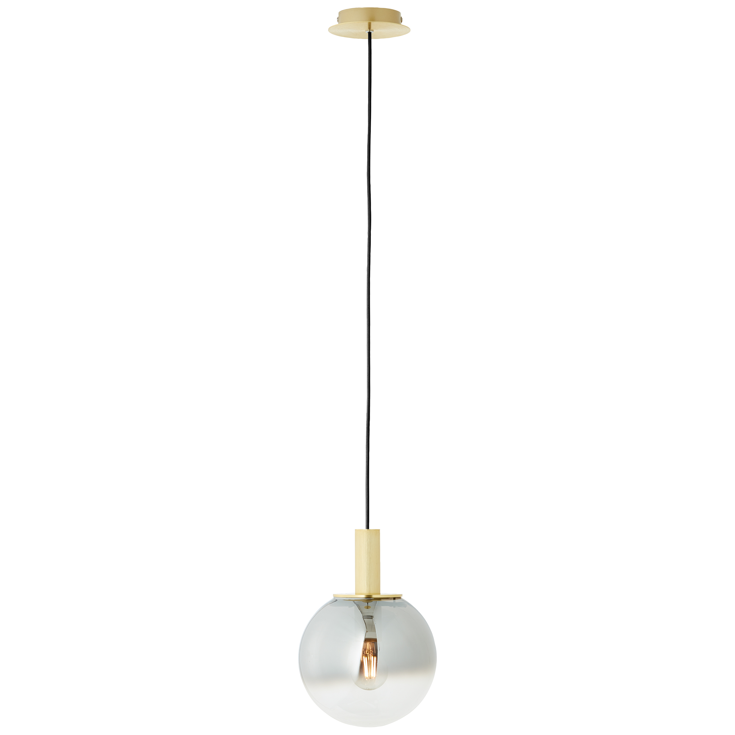 Brilliant Pendelleuchte GOULD 1-flammig in Metall gold/Glas grau getönt