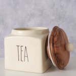 Boltze Vorratsdose Tea H:14 cm TEA in Materialmix creme natur
