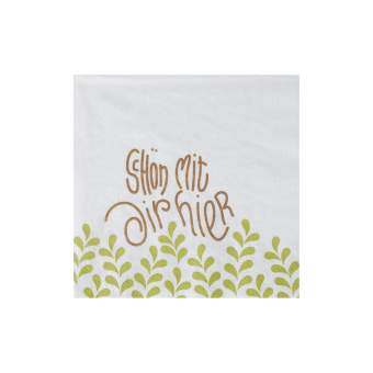 Serviette SCHÖN MIT DIR HIER in Schön mit dir hier, Schal, Schmuck, Textil, Aufdruck, Blättermuster