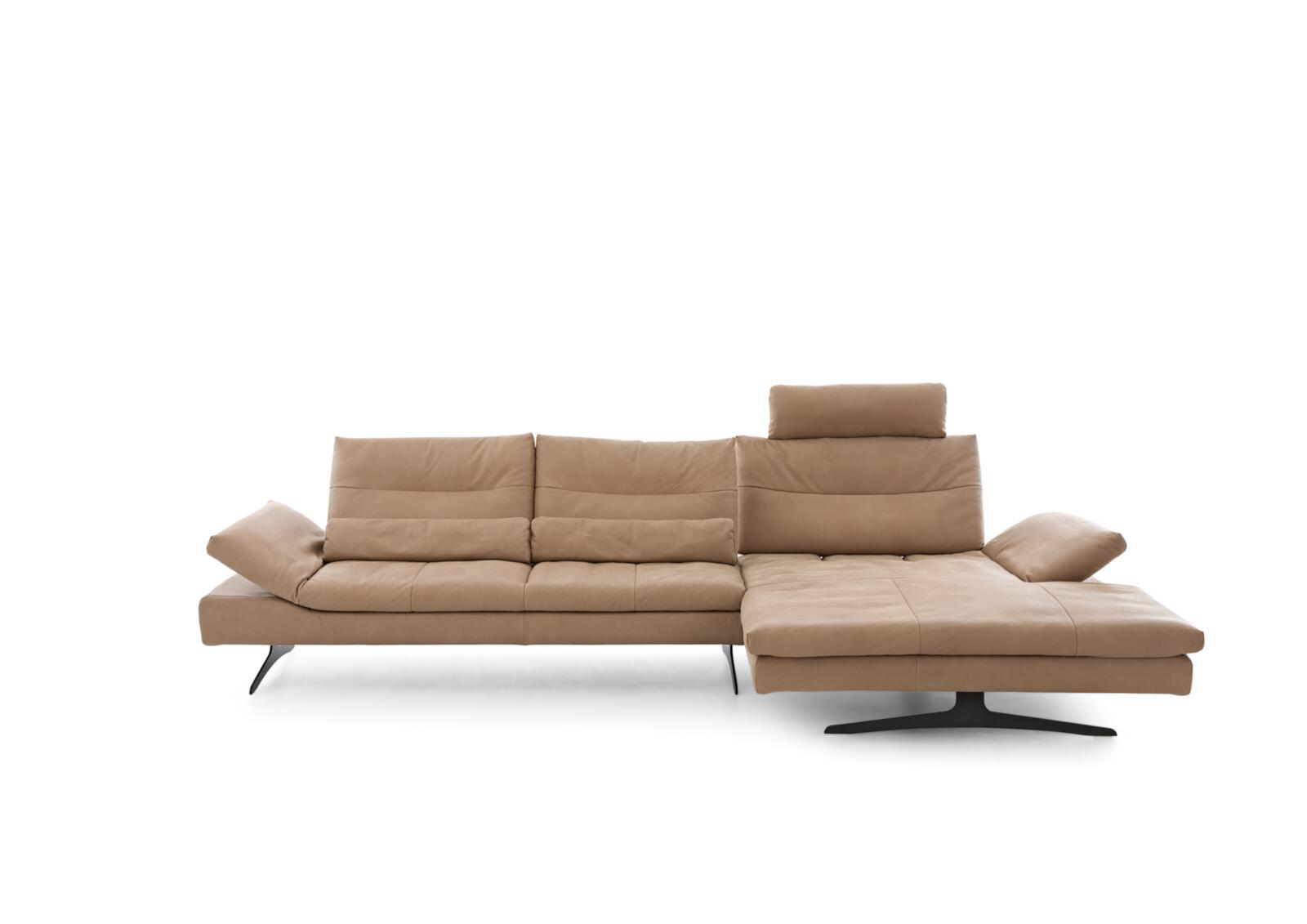 W. Schillig Polstergruppe SEVENTY5 ca. 342x158 cm in Leder sand, Wohnzimmersofa, Sofa-Landschaft, Beige Leder, Schwebe-Bein, Couch mit Ottomane