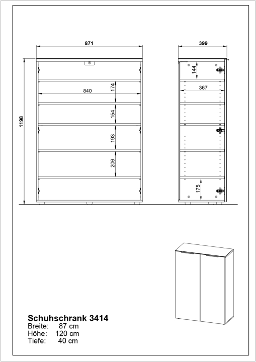 Germania Schuhschrank GW-Genova in Farbe Graphit/Silbergrau