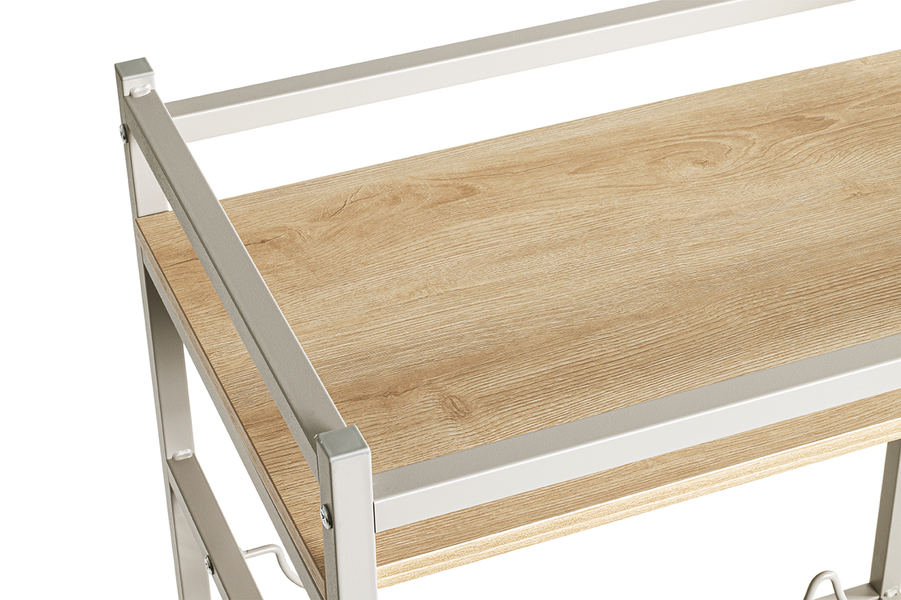 Haku Möbel Servierwagen LUISA in Farbe Eiche natur, Kaschmir, Holzplatte, Metallrahmen, Regal, Wandregal, Holzoptik