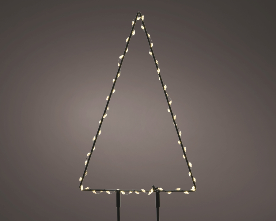 Kaemingk LED Gartenstecker H:47cm 493378 B/H ca.32x47cm in schwarz/weiß, LED-Weihnachtsbaum, Metallrahmen, Warmweiß, Lichterkette, Dreiecksform