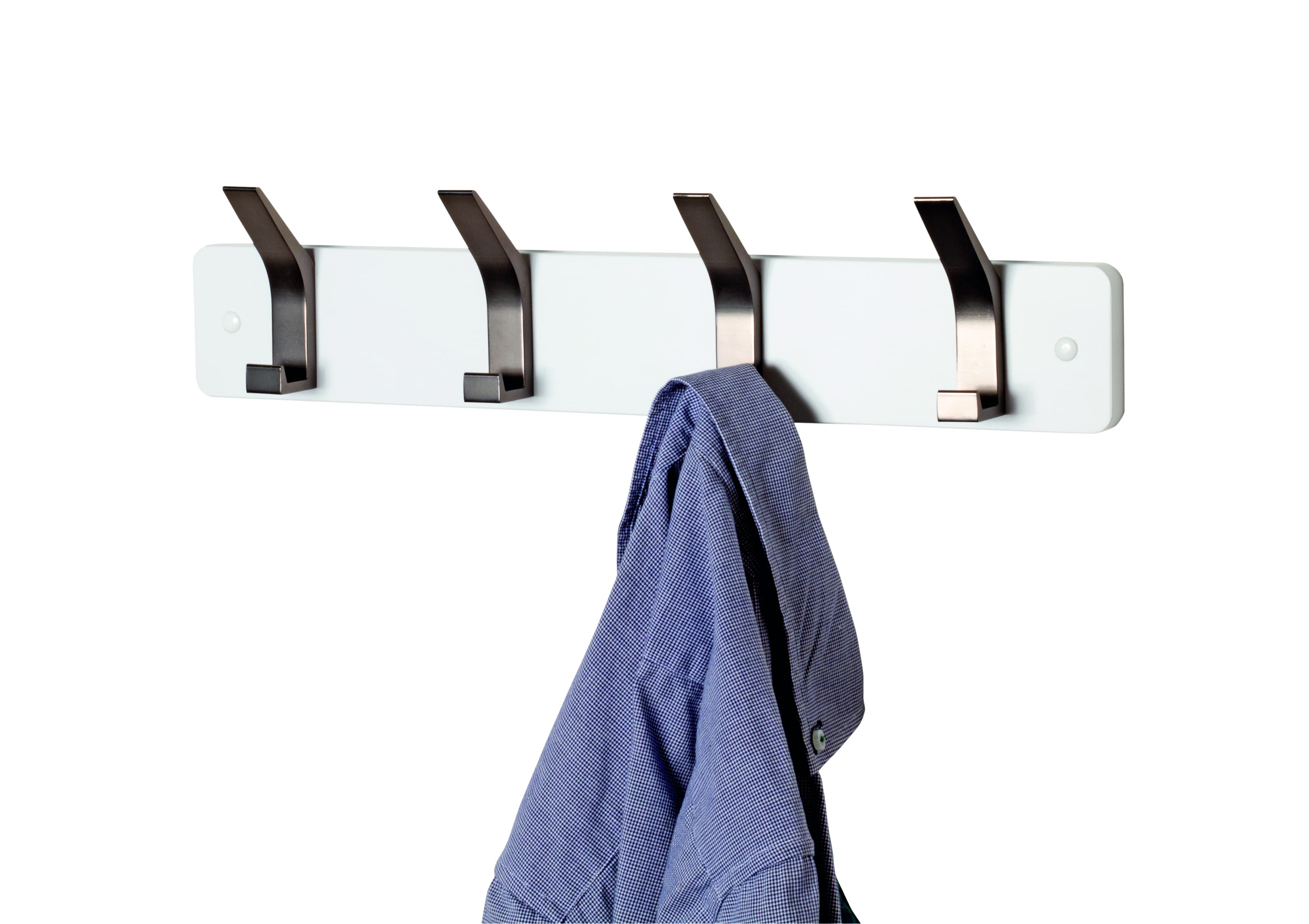 Haku Möbel Garderobenleiste TEDDY ca.B45 H10 T6 cm in MDF Dekor gunmetall weiss, Kleiderständer, Elektronik, Hardware