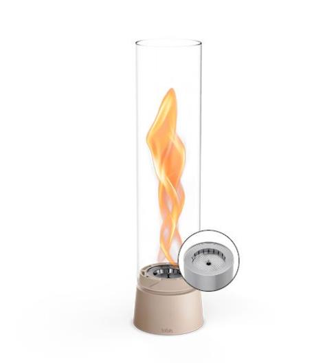 Tischfeuer SPIN air 1200 in Emaille sand H54cm, Tabletop fireplace, Flame column, Glass tube, Gas burner, Modern decor