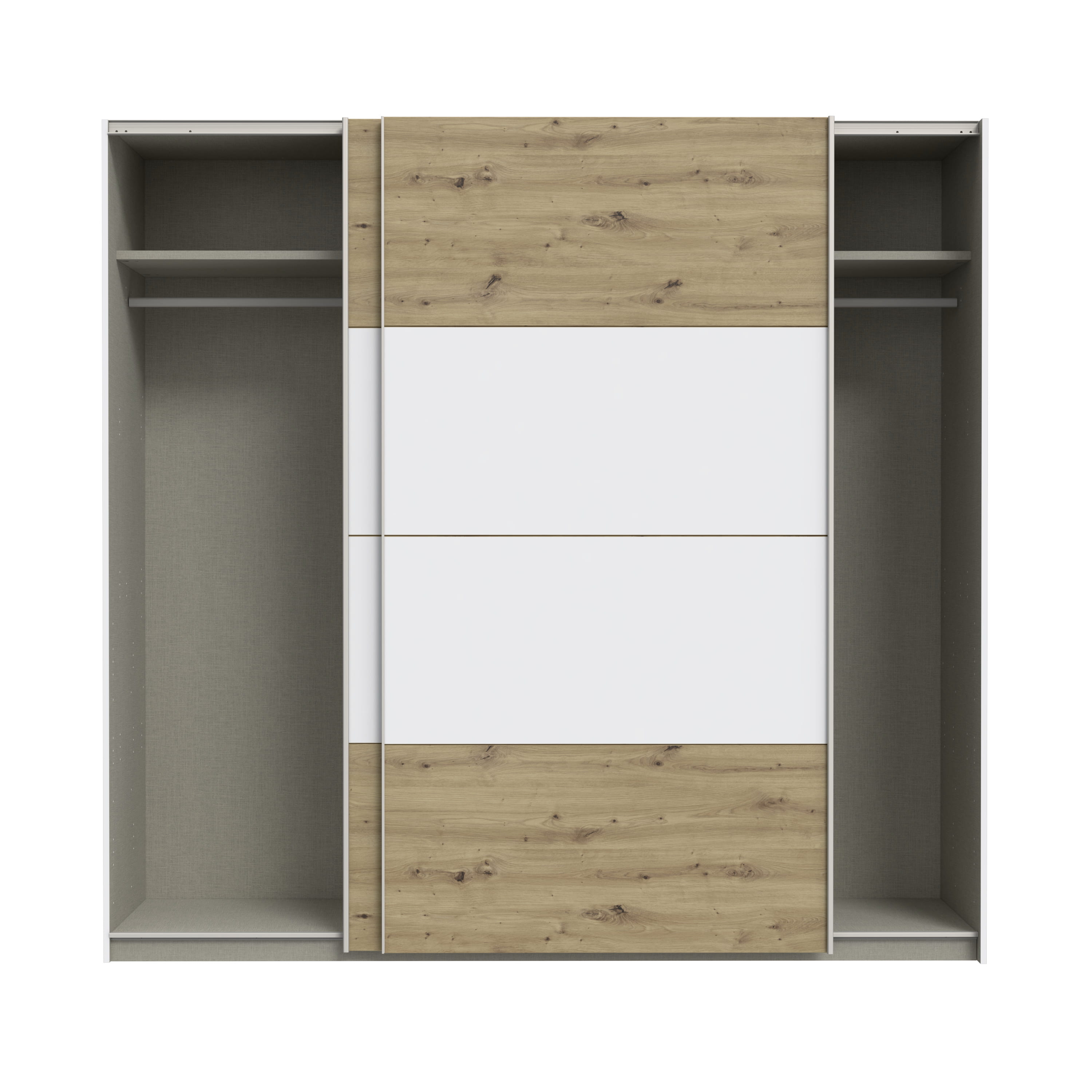 Forte Schwebetürenschrank SCHACH&MATT ca.B220 H211 T61 cm in Artisan Eiche/weiß M576