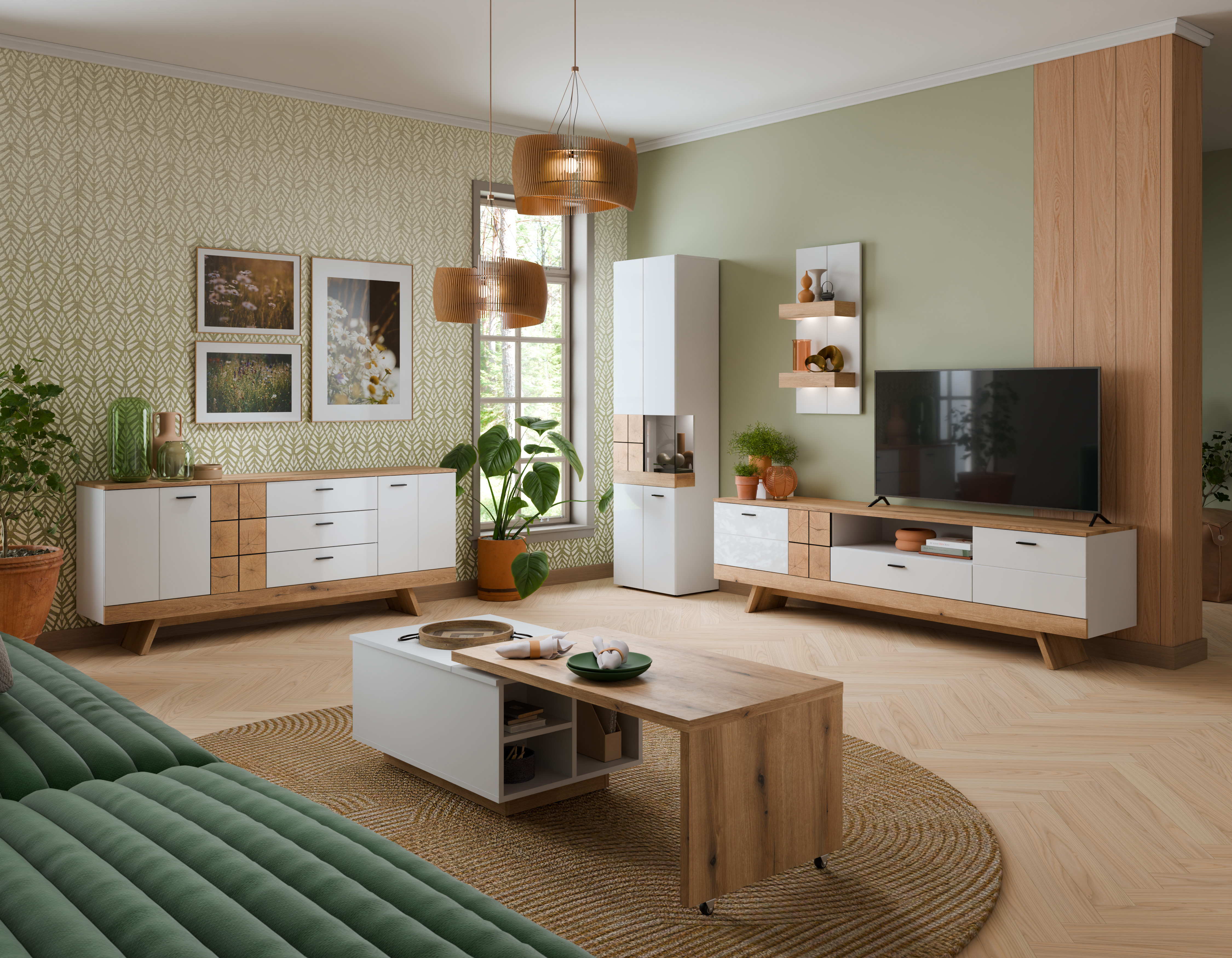 Wojcik Meble Couchtisch ORETA ca. B95 H45 T54 cm in Coast evoke eiche
