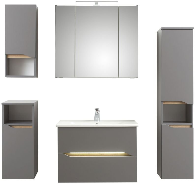 Pelipal Midischrank Capri in quarzgrau mit Holzoptik