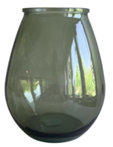 Fynch-Hatton Vase AYO in Farbe kale, Glasvase, Grünglas, Rundes Glas, Vase, Trinkglas-ähnlich