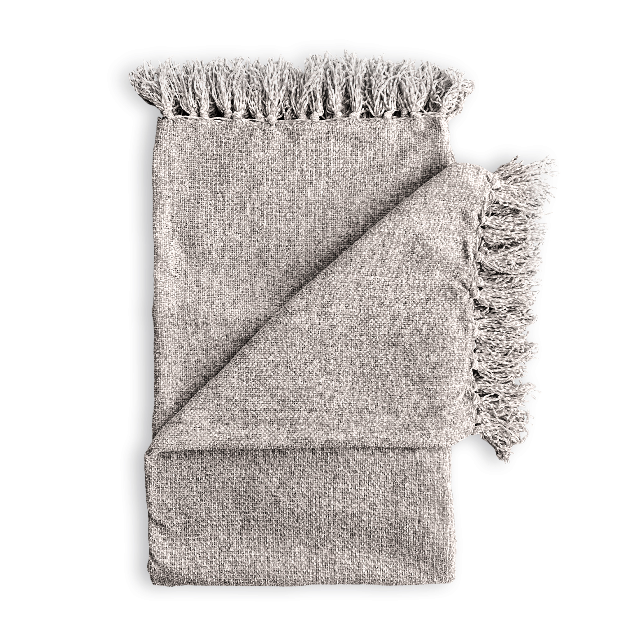 Plaid ca. 140x200cm CINIGLIA in Beige, Decke, Wolltuch, Fransen, Graue Farbe, Gemustert