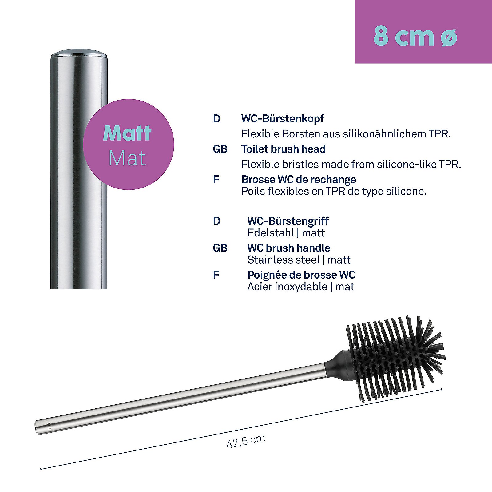 Kela WC-Bürste Silikon schwarz TPR in schwarz, Pinsel, Gerät, Werkzeug, Kosmetik