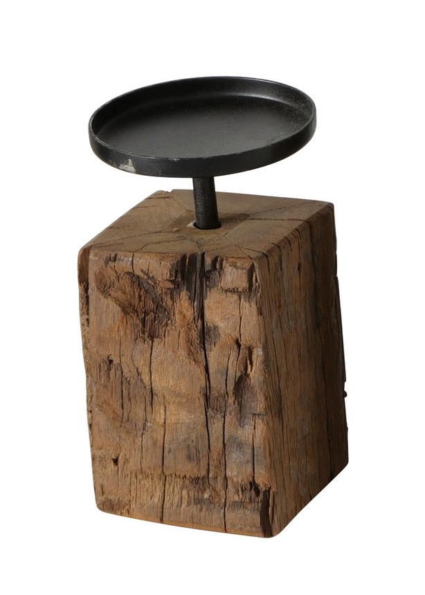Boltze Kerzenleuchter Solea ca.15cm in Farbe Eisenbahnschwellenholz natur