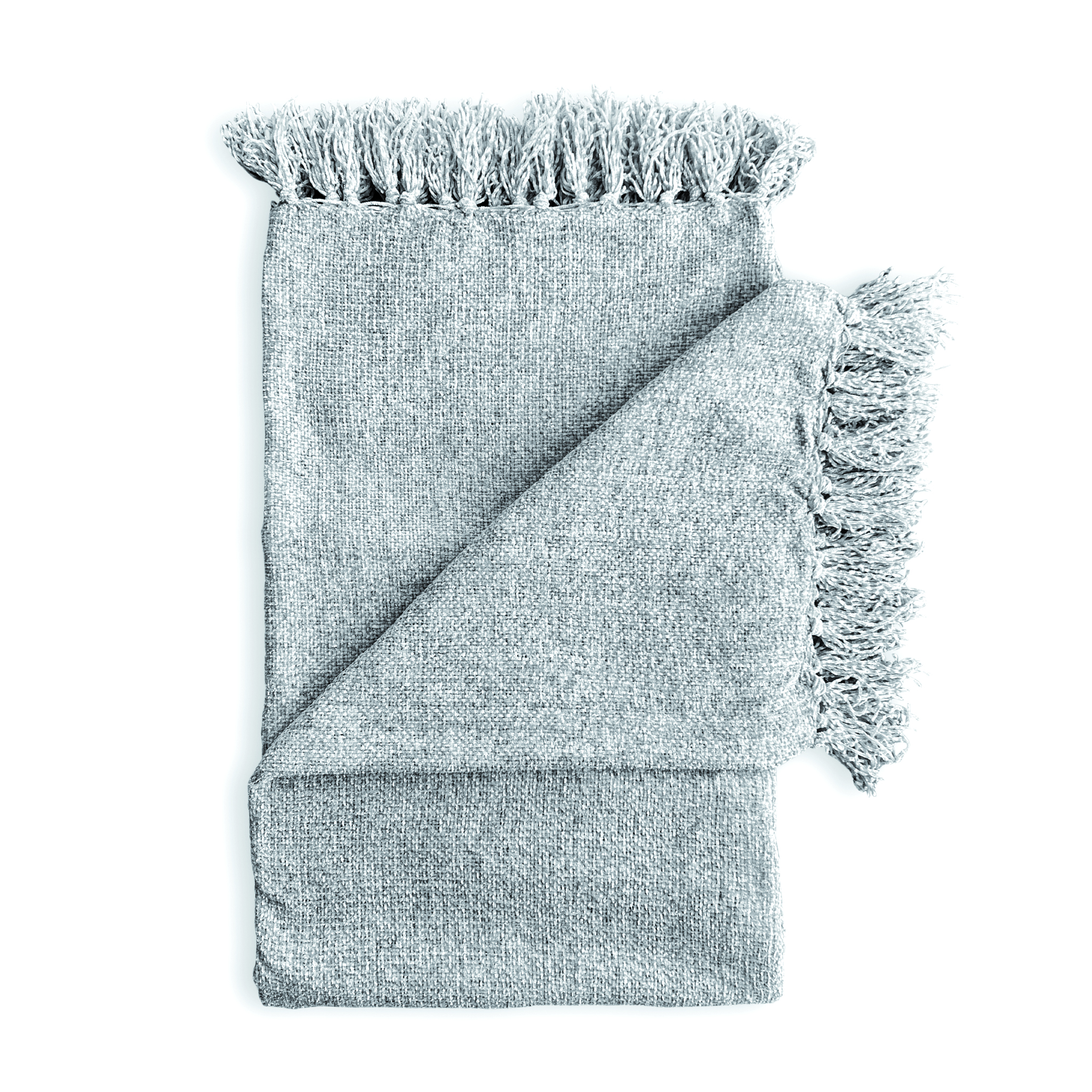 Plaid ca. 140x200cm CINIGLIA in Grau, Tuch, Decke, Flausch, Fransen, Gemusterter Stoff