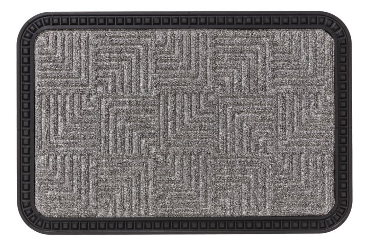 Golze & Söhne Türmatte Border Star ca. 50x80cm in Farbe Silber, Gehäusematte, Gummimatte, Anti-Rutsch, Schwarz-Grau Muster, Musterteppich