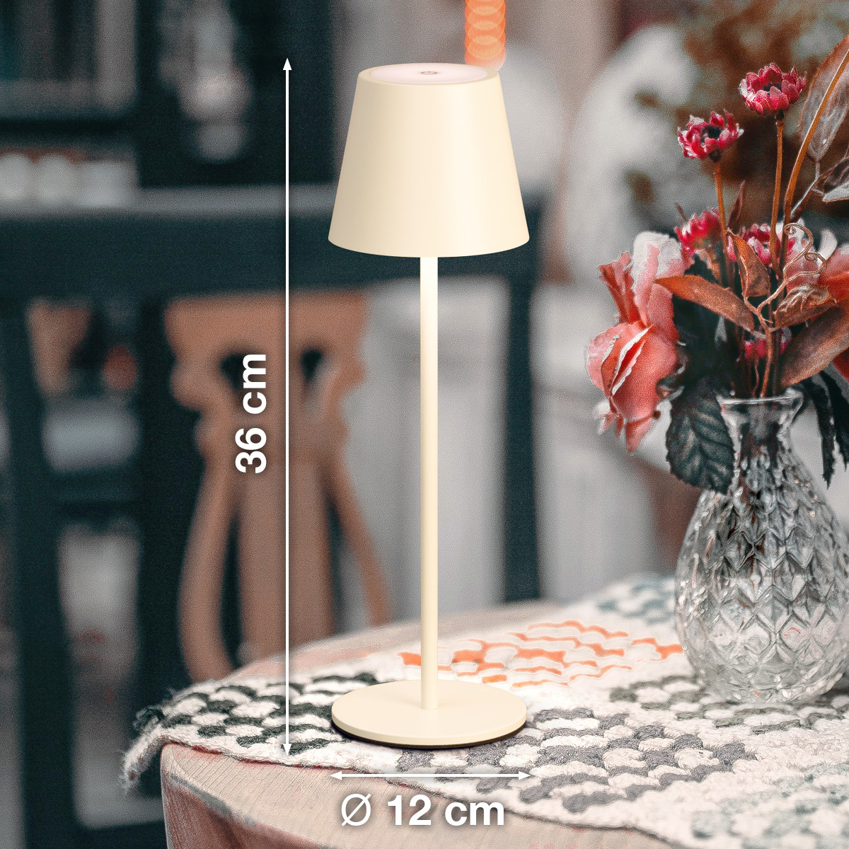 FH Lighting LED-Tischleuchte VILETTO in Metall sandbeige, Tischlampe, Stehlampe, Beleuchtung, Beige, Lampenschirm