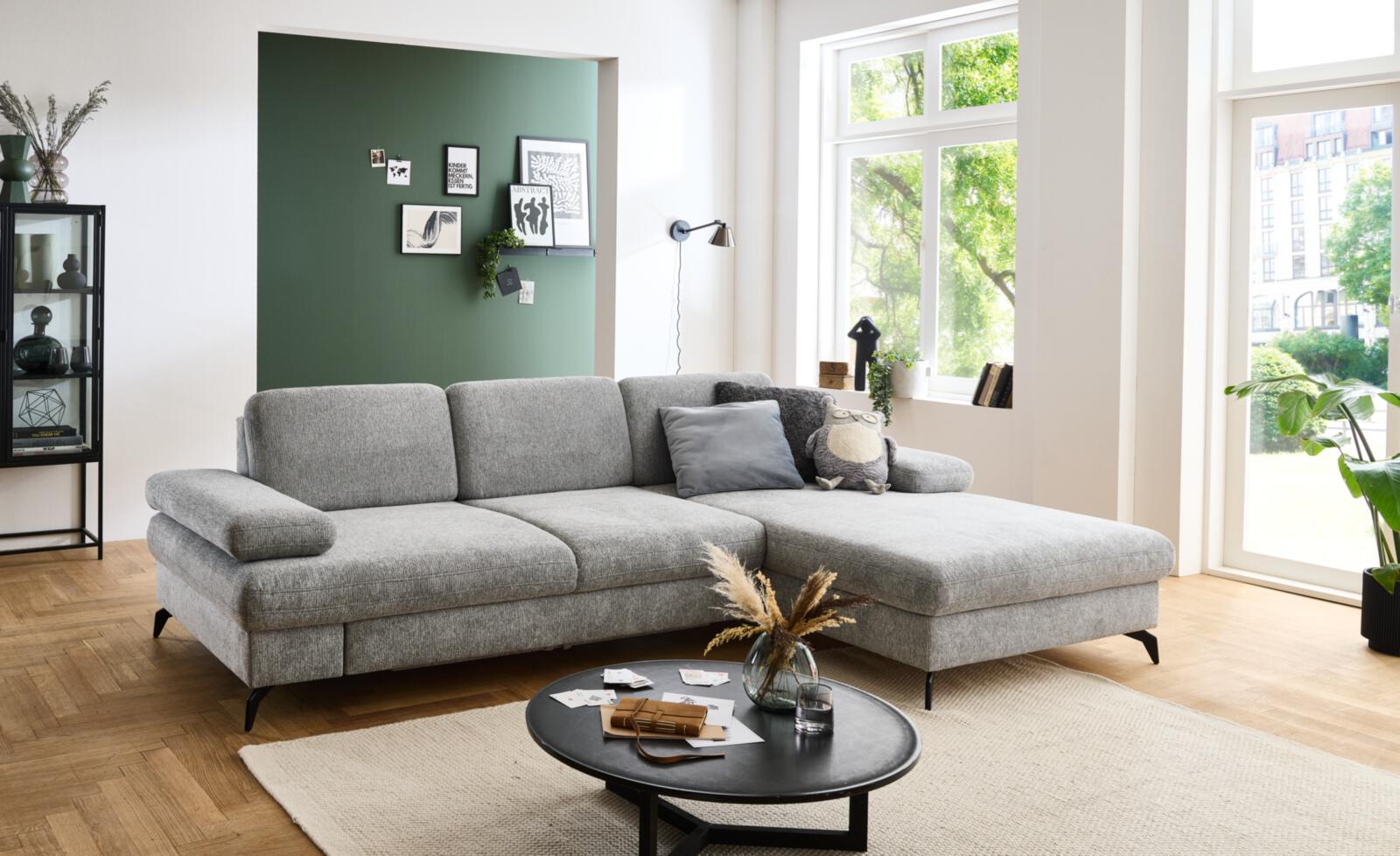 Sit & More Polsterecke MORRIS ca. 275x171cm in Stoff Orlean steel, Moebel, Couch, Dekoration für Zuhause, Tabelle, Wohnzimmer