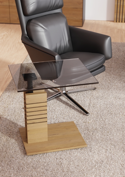 Beistelltisch ca. 55x47-65x47cm in Wildeiche bianco