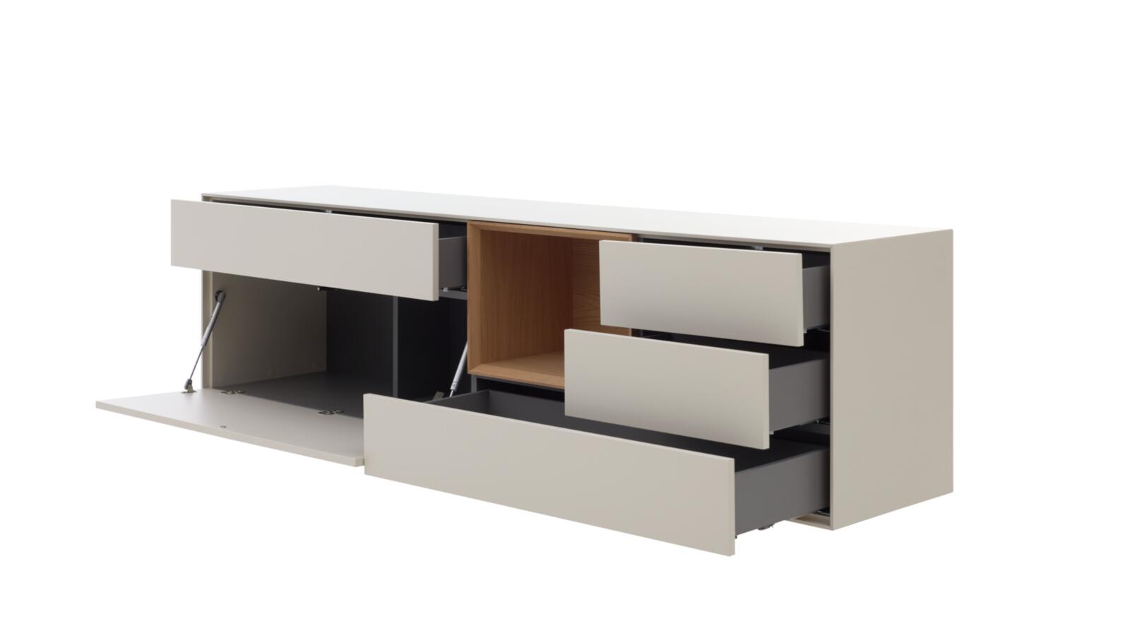 Interliving Sideboard IL-2034 in Pastellsand matt lackiert/Eiche furniert, Sideboard, Kommode, Schubladen, Aufbewahrung, Konsole