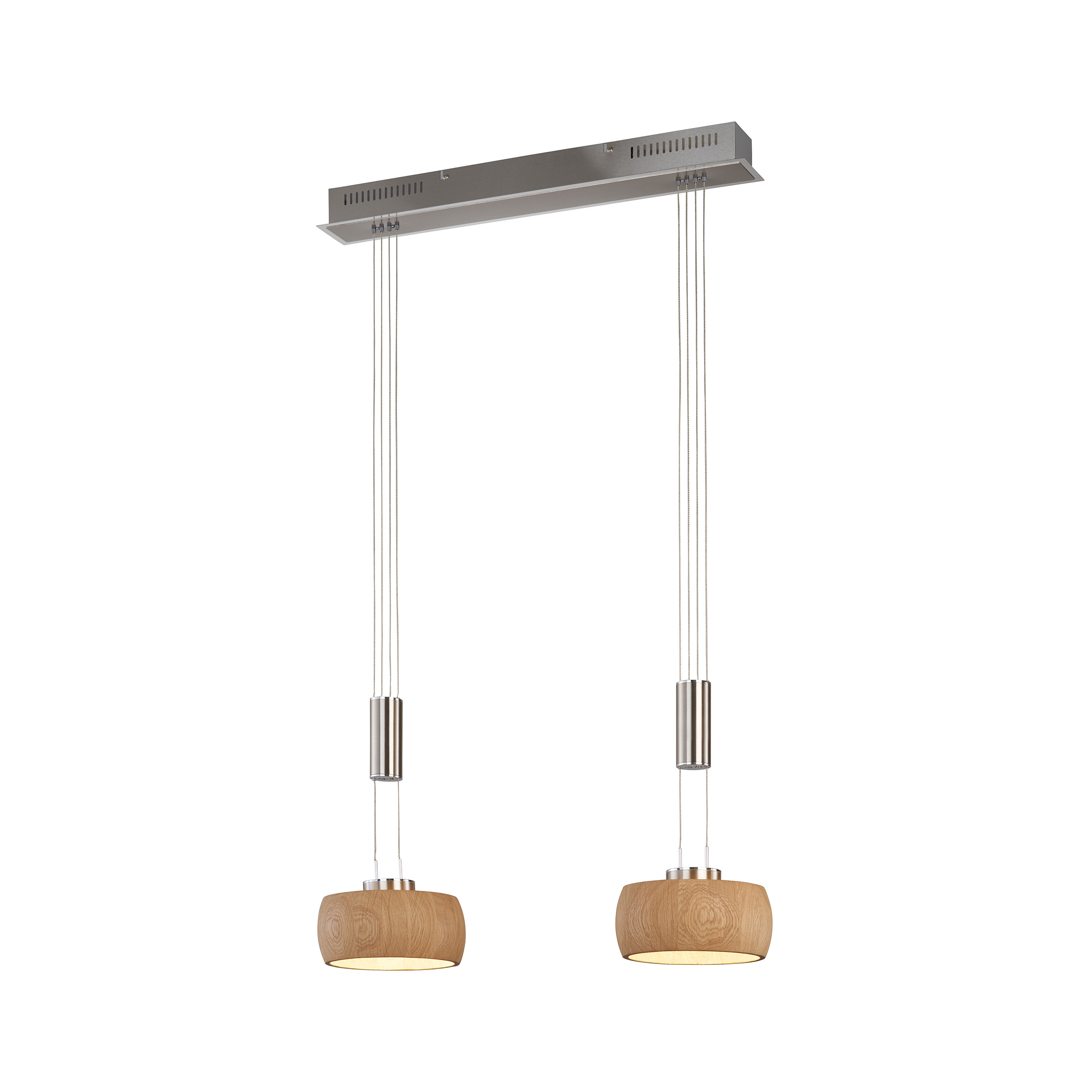 Fischer & Honsel LED-Pendelleuchte SHINE-WOOD 2-flammig in Farbe Nickel matt/Holz eiche natur geölt Fischer & Honsel LED-Pendelleuchte SHINE-WOOD in Nickel matt/Holz eiche natur geölt