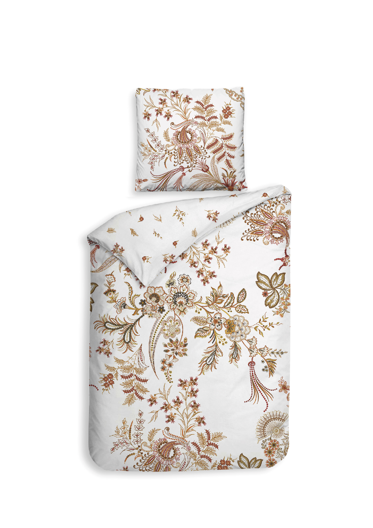 Bettwäsche ca.135x200cm in Fb.white, Bedwäsche, Bettwäsche-Set, Floral Muster, Weiß, Druck