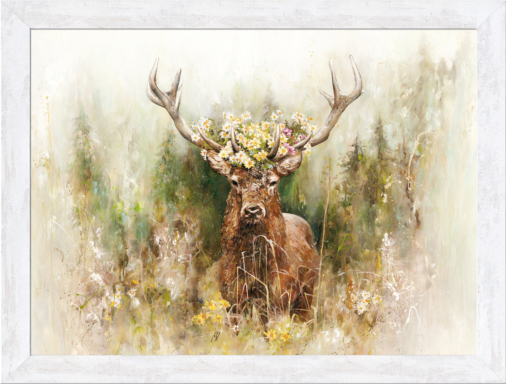 PRO ART New Classic Wood 130x98cm Deer with Flowers