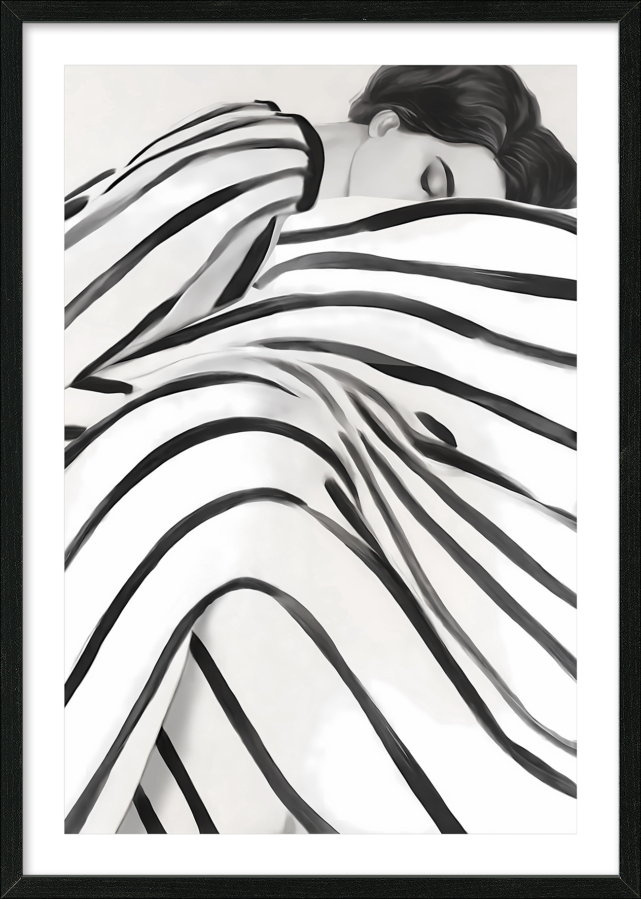 PRO ART Framed-Art Scandic Living 105x75cm Sleeping In Stripes PRO ART Framed-Art Scandic Living 105x75cm Sleeping In Stripes