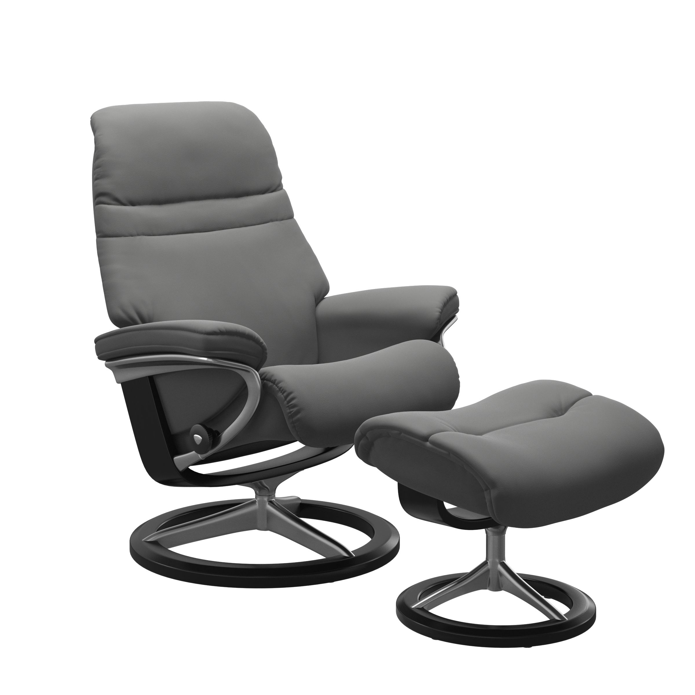Stressless Sessel mit Hocker Sunrise Signature (L) in Leder Paloma Neutral grey