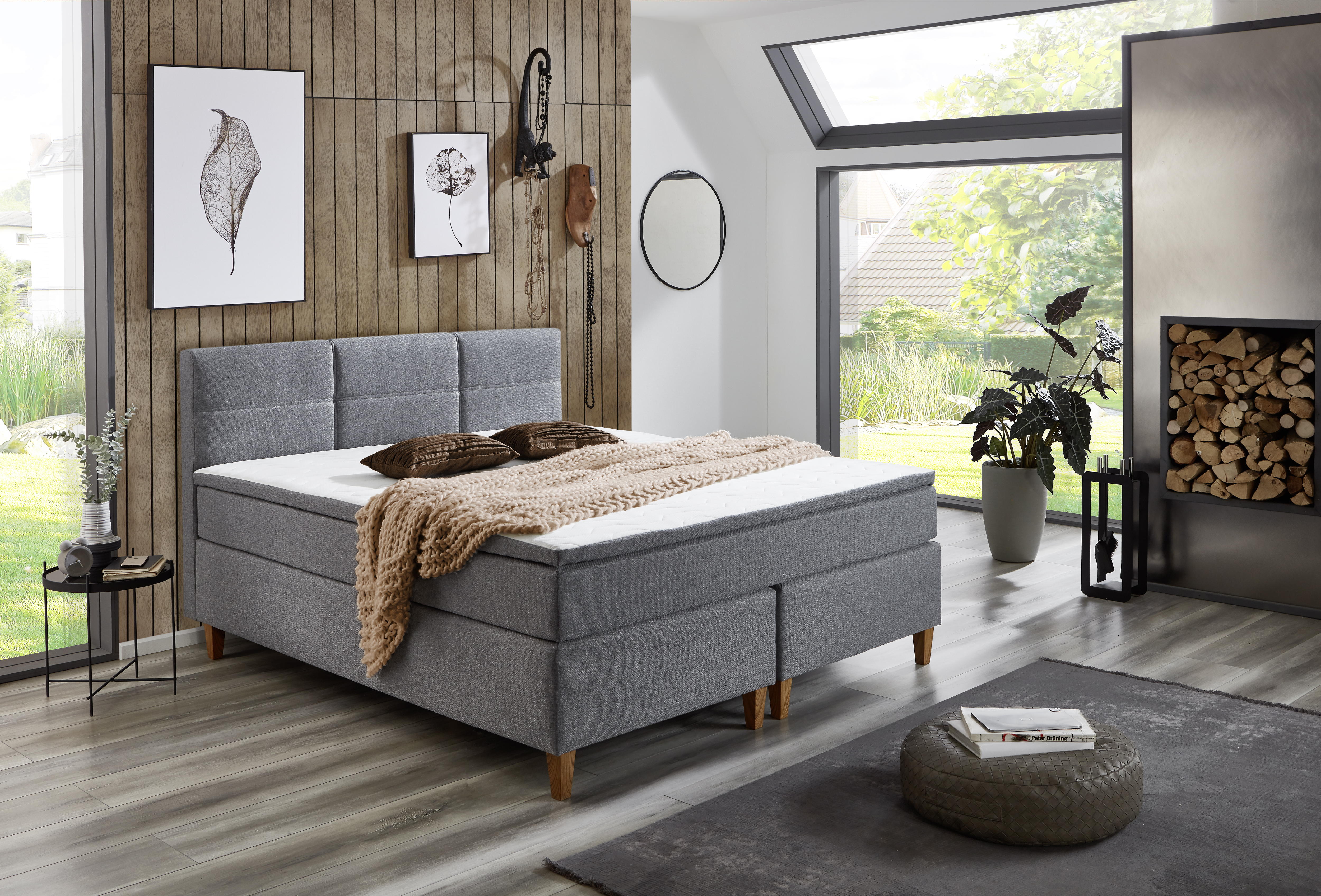 Sun Garden Boxspringbett KENRORA BX2360 in Stoff 50512-710 grau