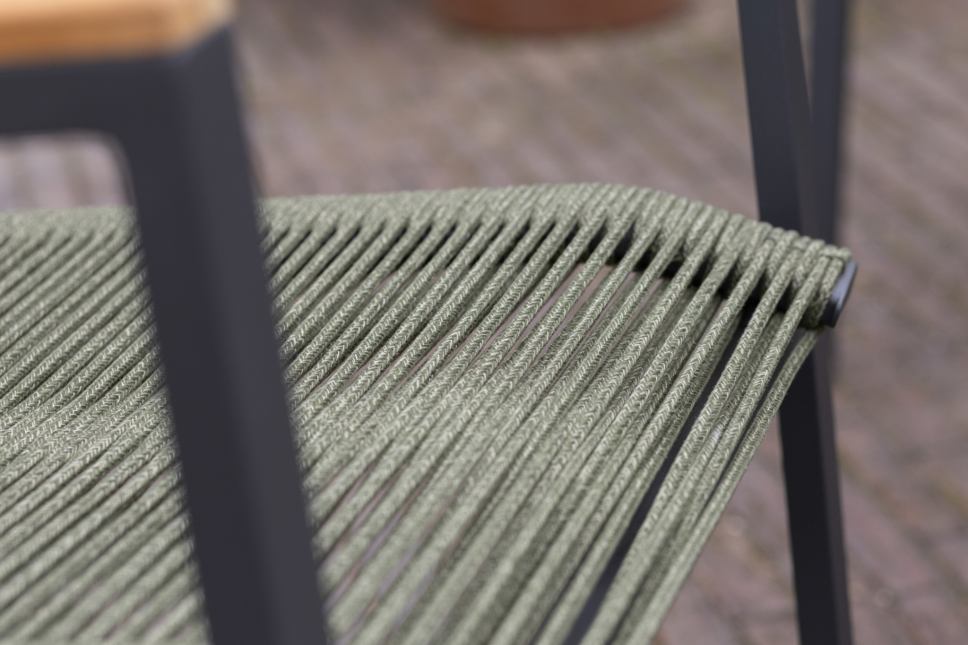 deVries Dining-Stapelsessel MONTANA in Rope grün mit Teakarmlehne