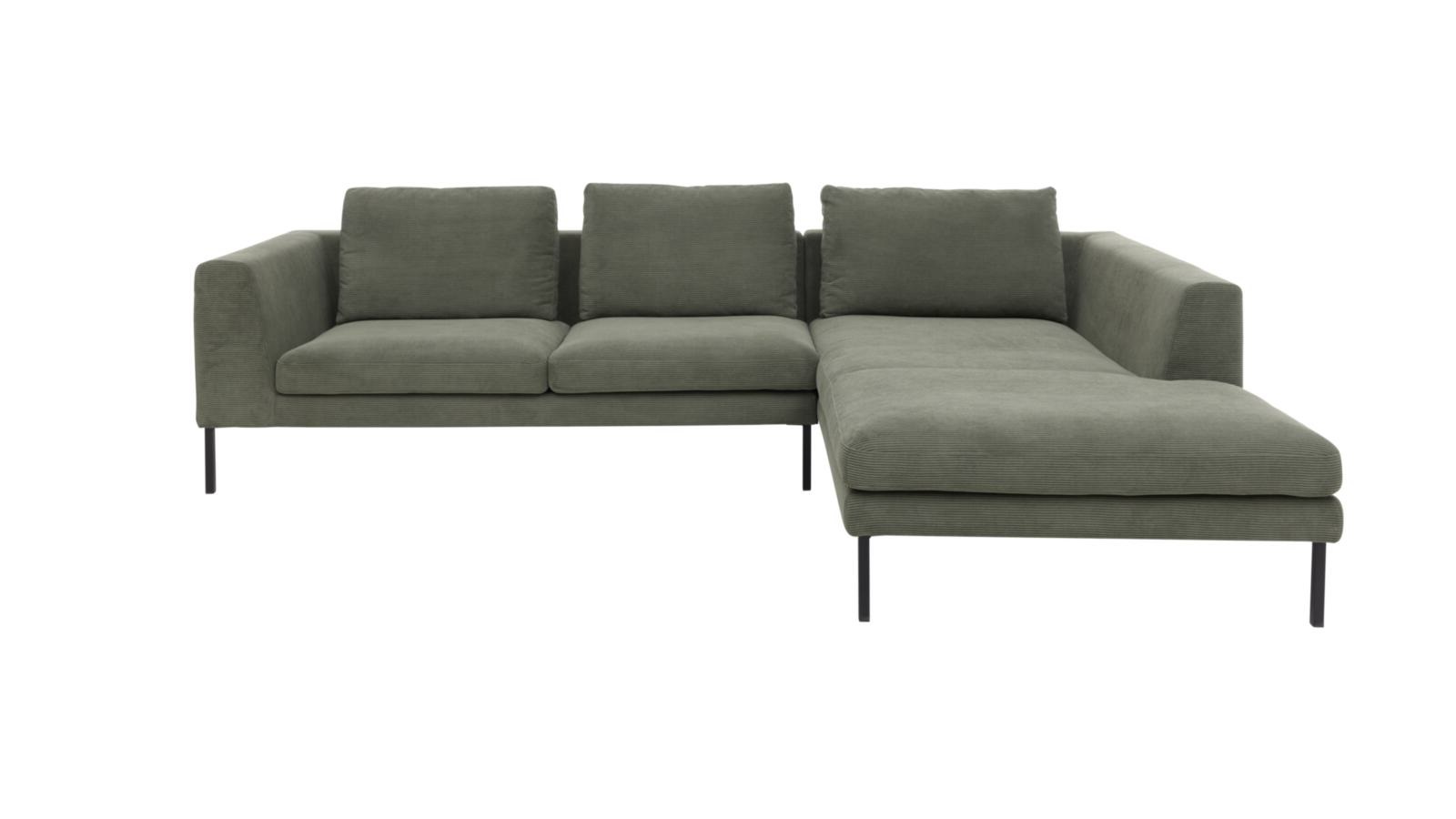 Roomio Eckkombination NO. 4101 ca. 301x201cm in Stoff Feincord olive