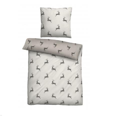 Biberna Melange-Flanell-Bettwäsche ca. 155x220cm in Farbe Kitt, Kissen, Dekoration für Zuhause, Leinen, Kopfkissen, Decke