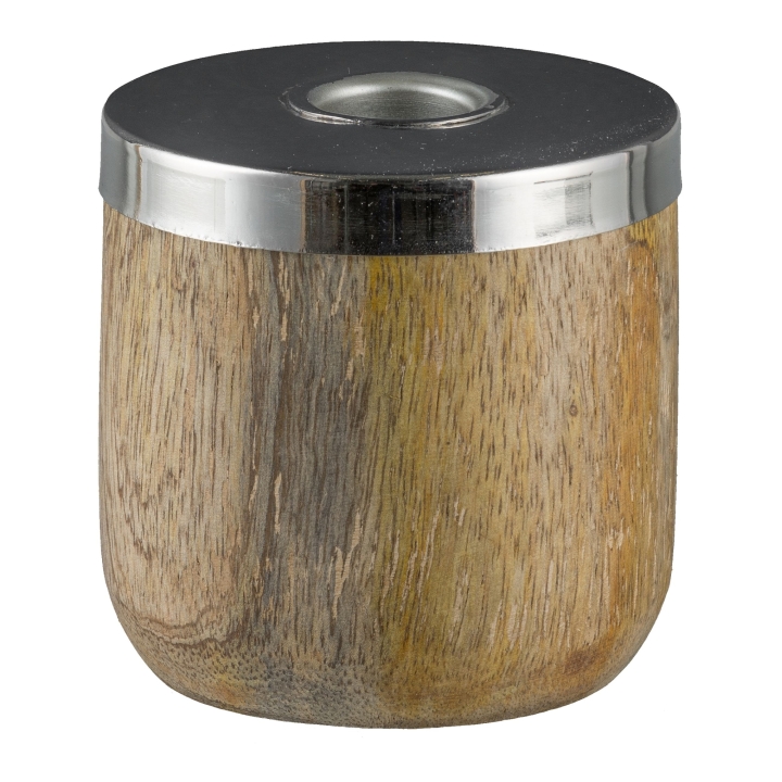 Gasper Holz Kerzenhalter in Farbe Silber