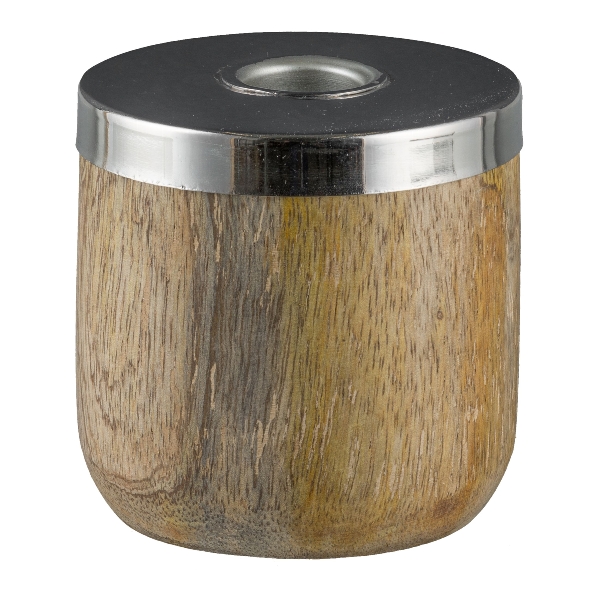 Holz-Kerzenhalter ca.8x8cm 5424524-49 in Silber / Metall Holz-Kerzenhalter ca.8x8cm 5424524-49 in Silber / Metall, Holz, Messerhalter, Küchenaccessoire, Holzmasse, Rund-Topf