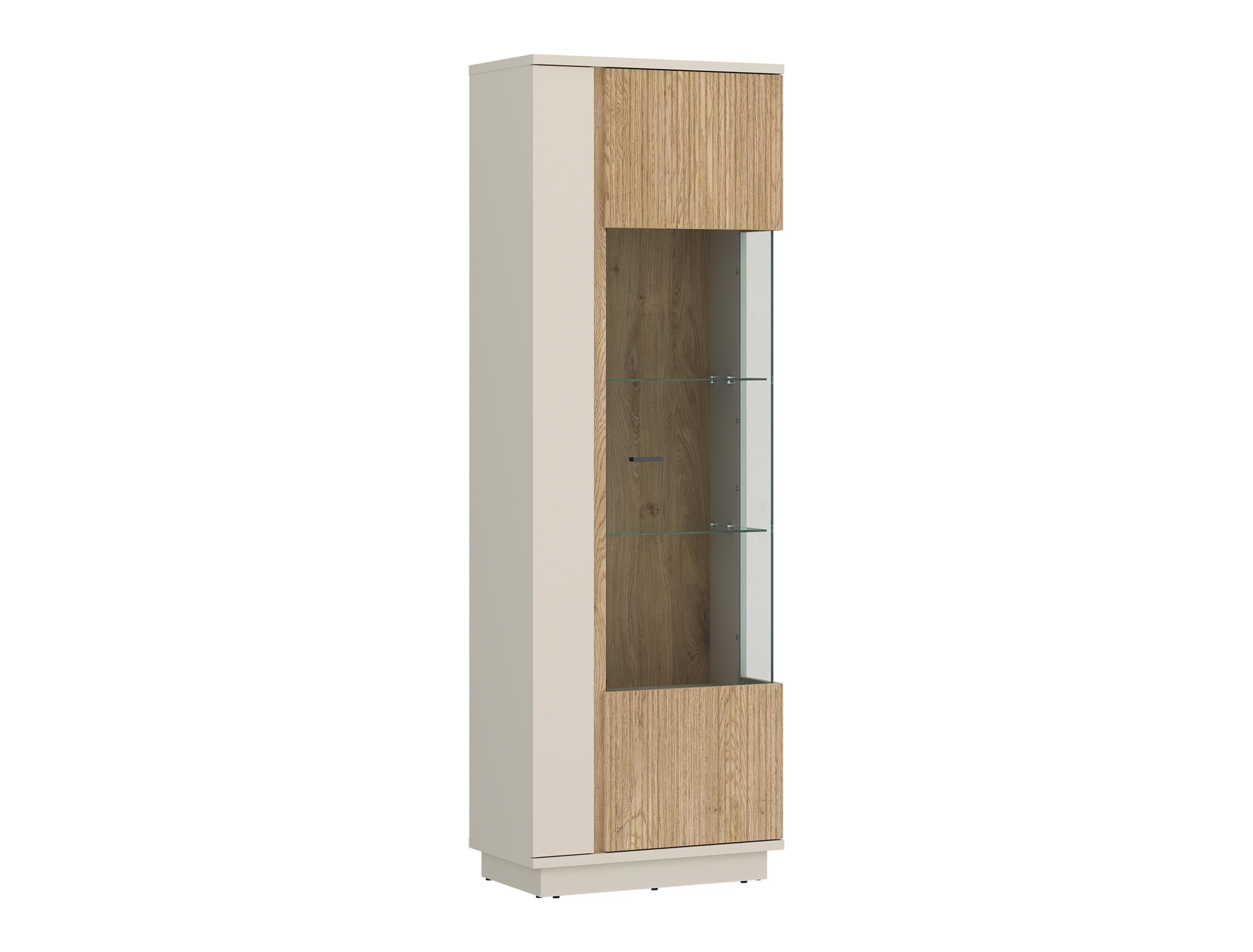 Vitrine MOSANO ca. B62 H189,5 T40 cm in Cashmere, Cremona Eiche, Vitrine, Glasregal, Eiche, Schrank, Tall cabinet