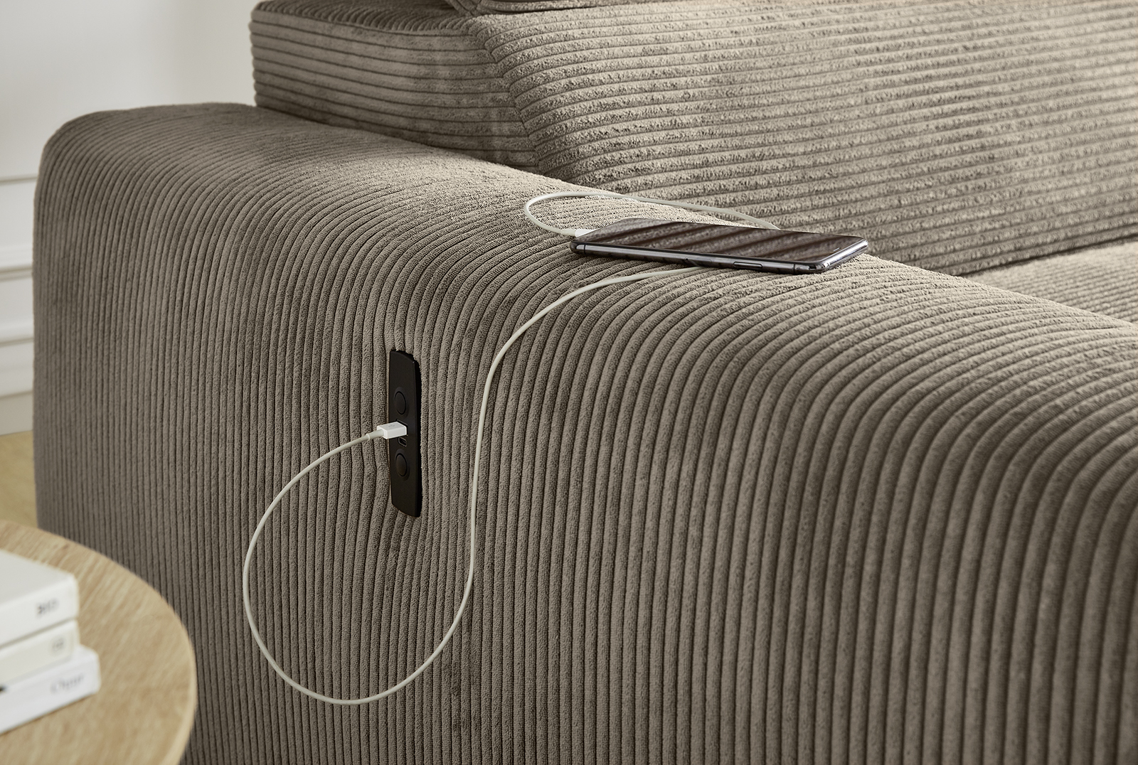 Wohnlandschaft Slider ca. 277x187 Braun JOB Polsterecke SLIDER ca. B279 H108 T186 cm in Dessin 426/18 Cord taupe, Couch, Mobiliar, Inneneinrichtung, Innenarchitektur, Kissen