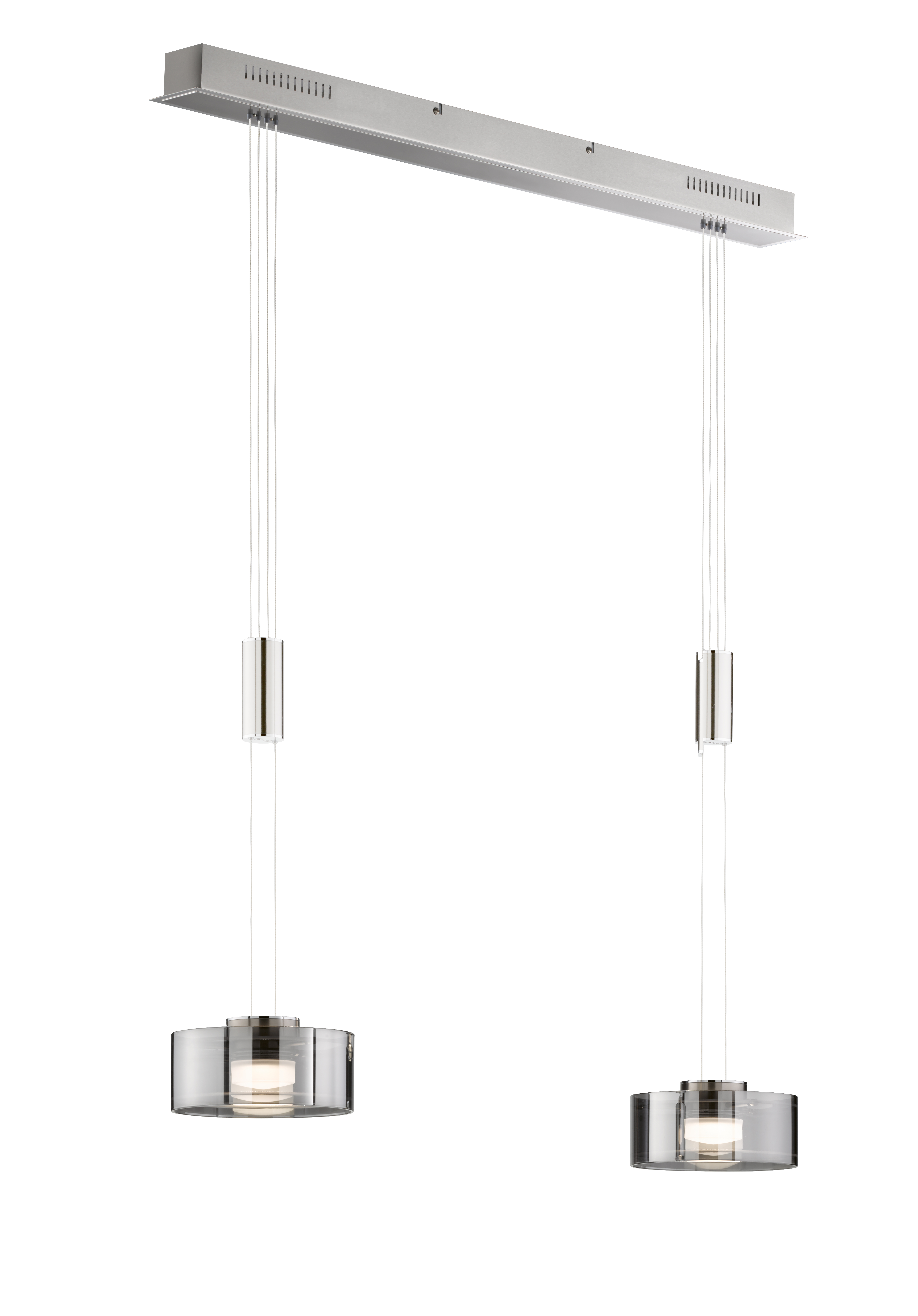 Fischer & Honsel LED-Pendelleuchte LAVIN in Nickel matt/Glas rauchfarbig