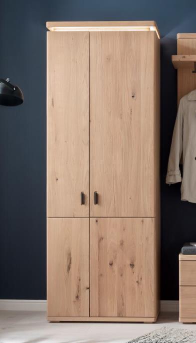 MCA Furniture Garderobenschrank BARCELONA ca. B75 H204 T38 cm in Front Balkeneiche massiv