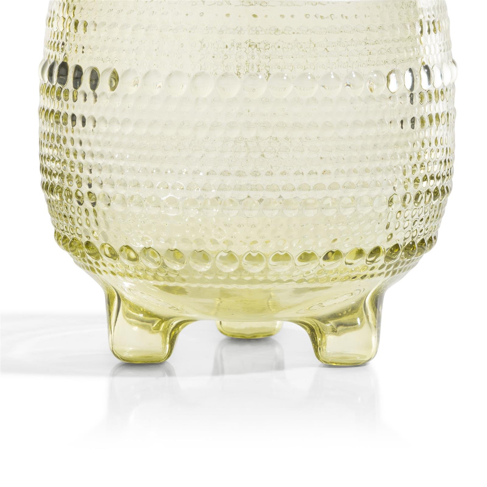 Coco Maison Annie teelicht h13cm 47190-GRN, Glasvase, Gelb, Glasbehälter, noppige Oberfläche, Vasenkopfstütze