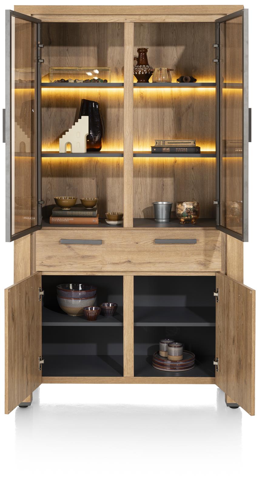 Henders & Hazel Vitrine DELMONTE ca. B110 H195 T42 cm in Eiche natur furniert