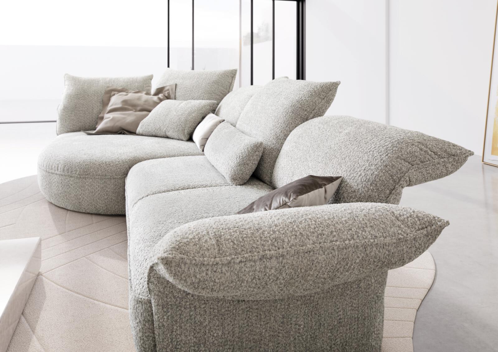 Koinor Polstergruppe ABBY ca.154x330 cm in Stoff Venga silbergrau , Sofa, Sofa-Landschaft, Samtstoff, Grau, U-form-Sofa