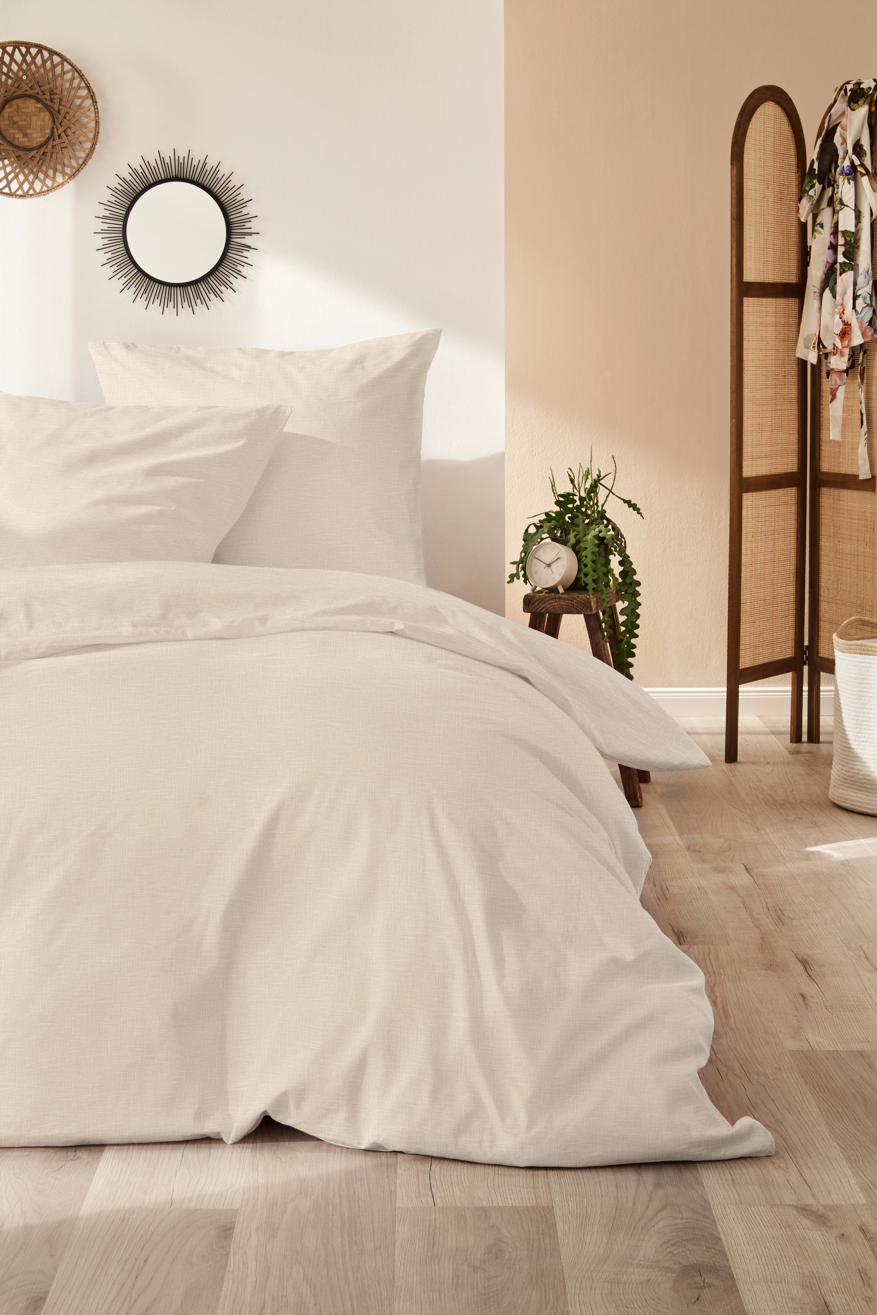 Hahn Haustextilien Halbleinen-Bettwäsche 135x200 ca. 135x200cm, Kopfkissen ca. 80x80cm in Farbe leinen