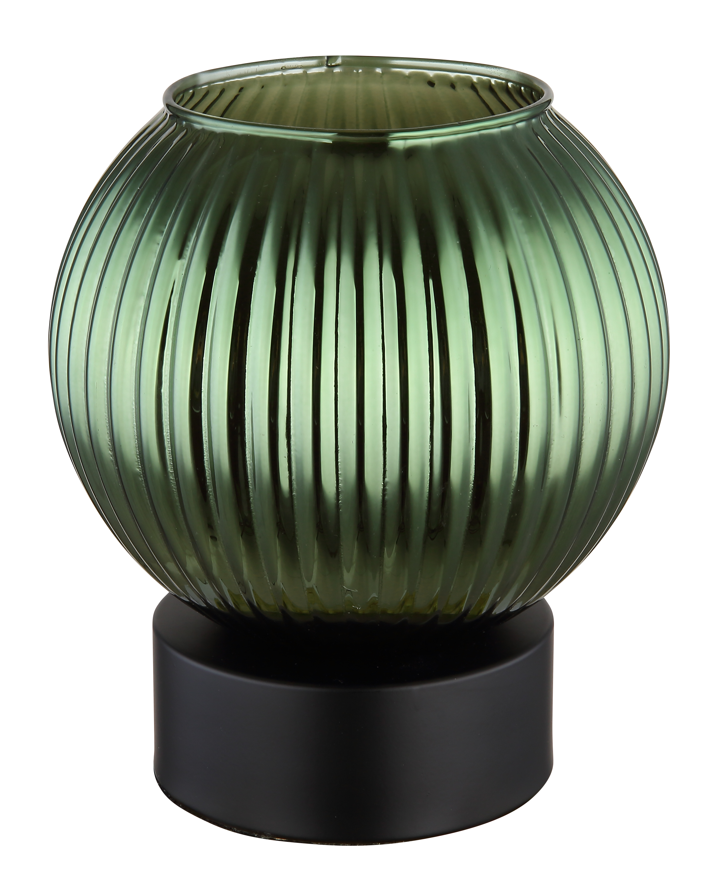 Tischleuchte Durchm: ca.15 cm in Metall schwarz matt/Glas grün