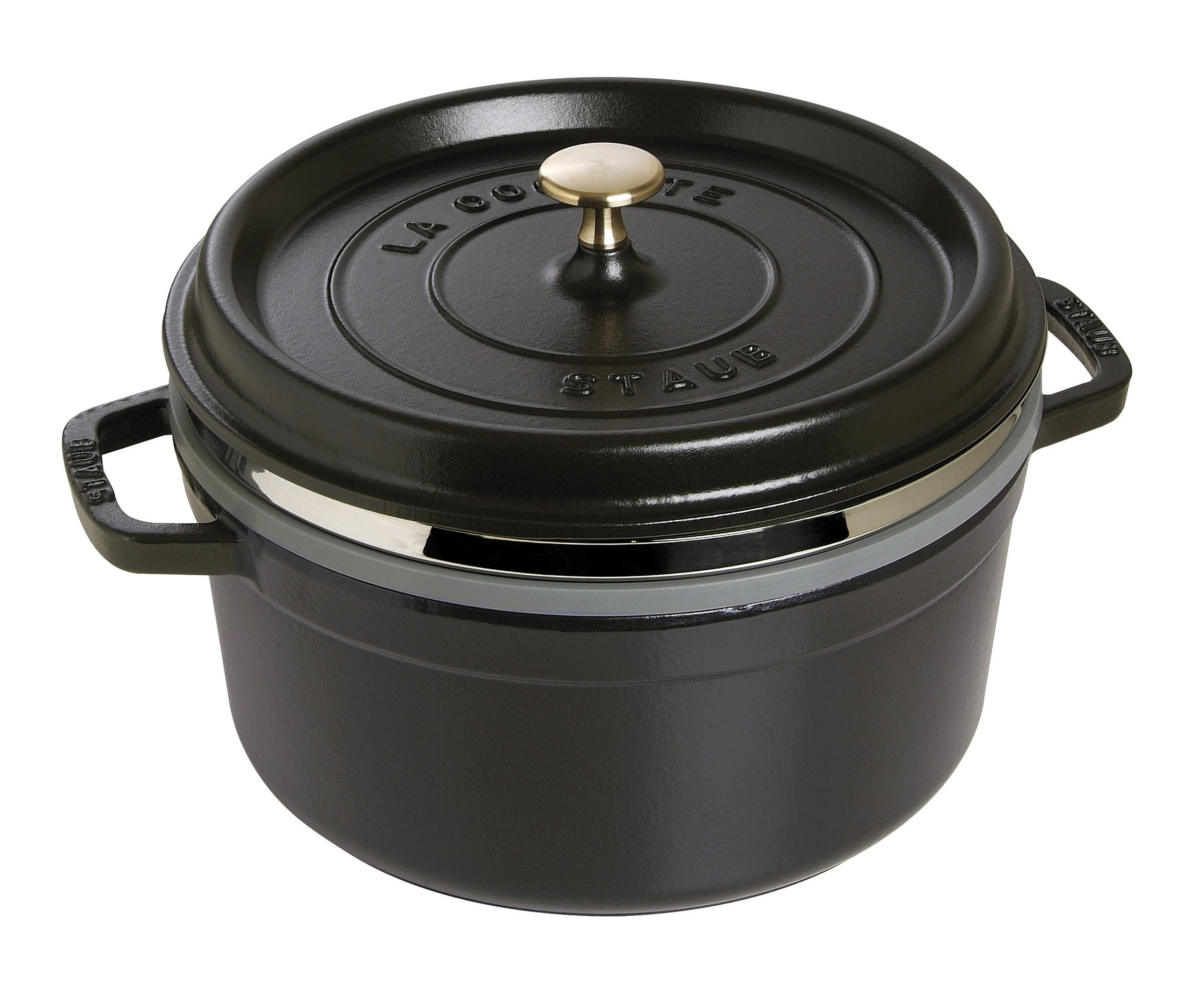 staub Bräter 26cm, rund LA COCOTTE in Gusseisen, schwarz staub Cocotte mit Dämpfeinsatz 26cm LA COCOTTE in Farbe Schwarz