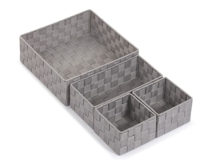 Geflechtkorb Grau, Aufbewahrung, Korbset, Aufbewahrungsbox, Rattankorb, Composite Körbe