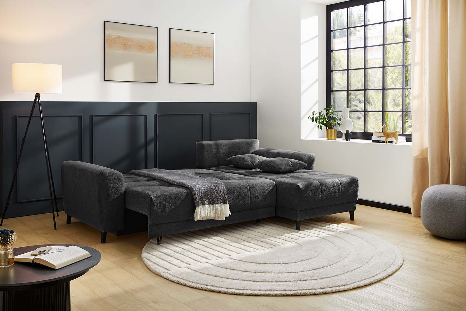 JOB Wohnlandschaft BEVERLY ca. 251x172cm in Chenille anthrazit, Dekoration für Zuhause, Mobiliar, Teppich, Drinnen, Innenarchitektur